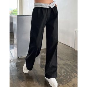 Slant Pocket Wide Leg Suit Pants